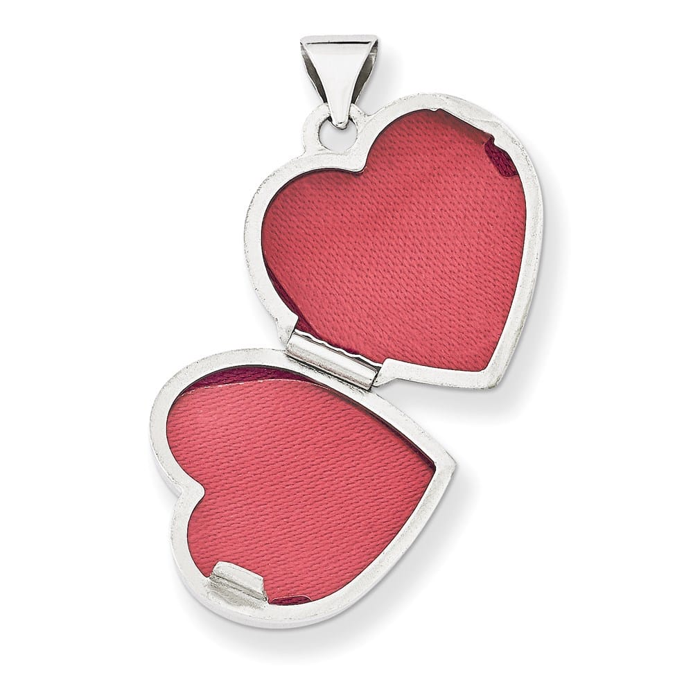 Lovely Rita's Pendants & Charms 14K White Gold Two Hearts 15mm Heart Locket