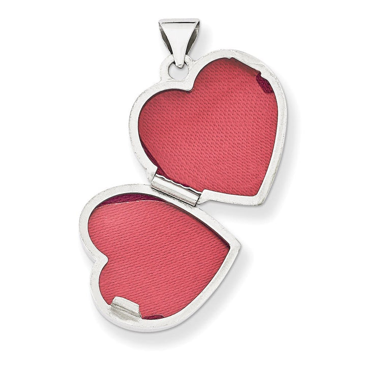 Lovely Rita's Pendants & Charms 14K White Gold Two Hearts 15mm Heart Locket