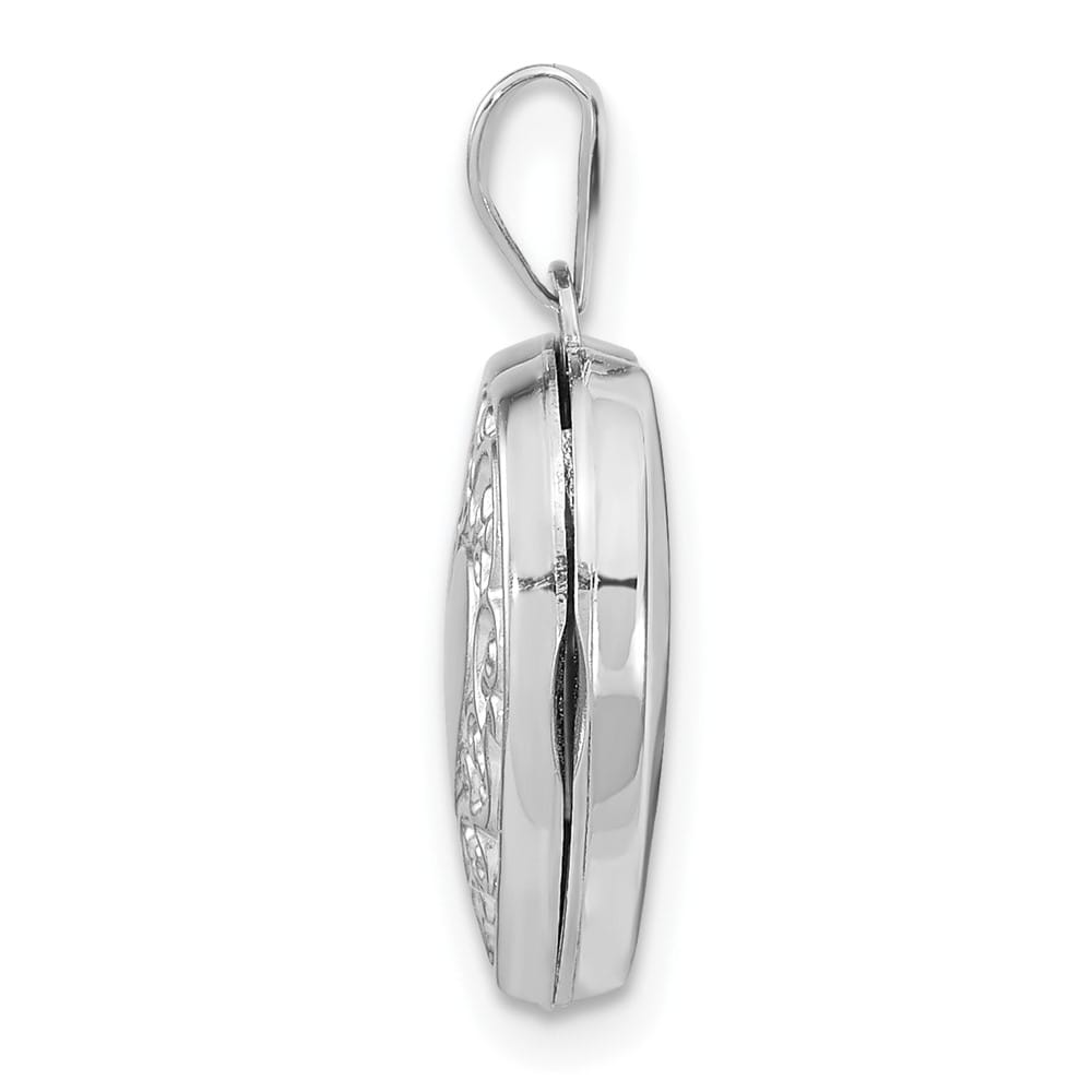 Lovely Rita's Pendants & Charms 14K White Gold Polished Scrolled 15mm Heart Locket