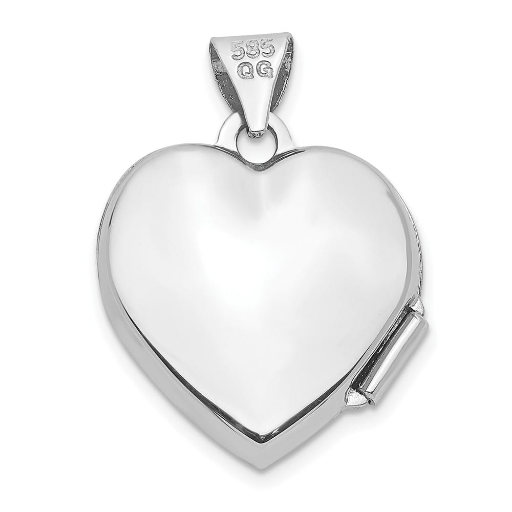 Lovely Rita's Pendants & Charms 14K White Gold Polished Scrolled 15mm Heart Locket