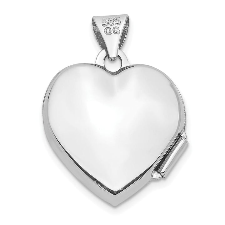Lovely Rita's Pendants & Charms 14K White Gold Polished Scrolled 15mm Heart Locket