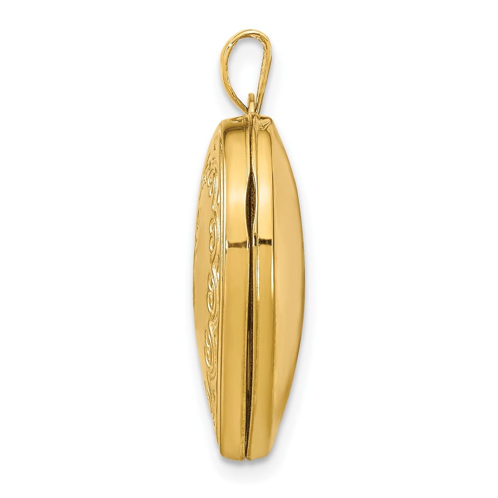 Lovely Rita's Pendants & Charms 14K Yellow Gold Scallop Design 21mm Heart Locket