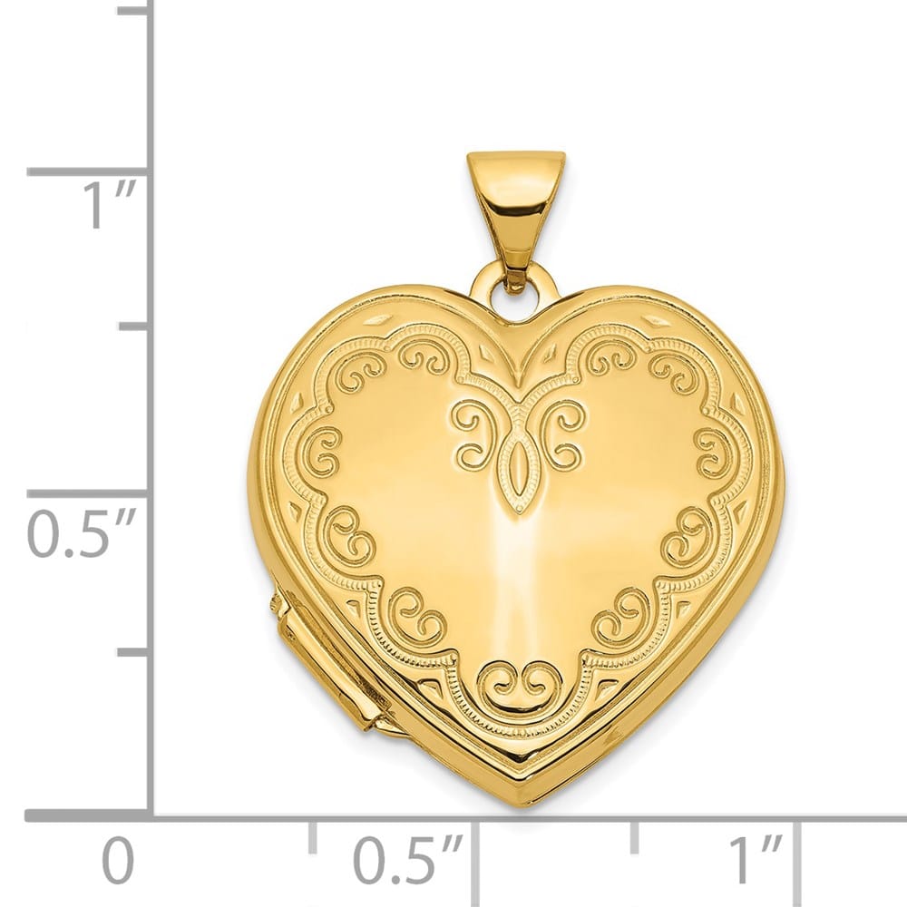 Lovely Rita's Pendants & Charms 14K Yellow Gold Scallop Design 21mm Heart Locket
