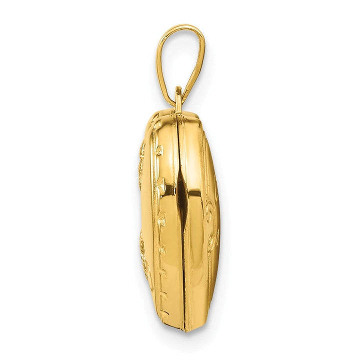 Lovely Rita's Pendants & Charms 14K Yellow Gold Floral Reverses to LOVE YOU ALWAYS 15mm Heart Locket