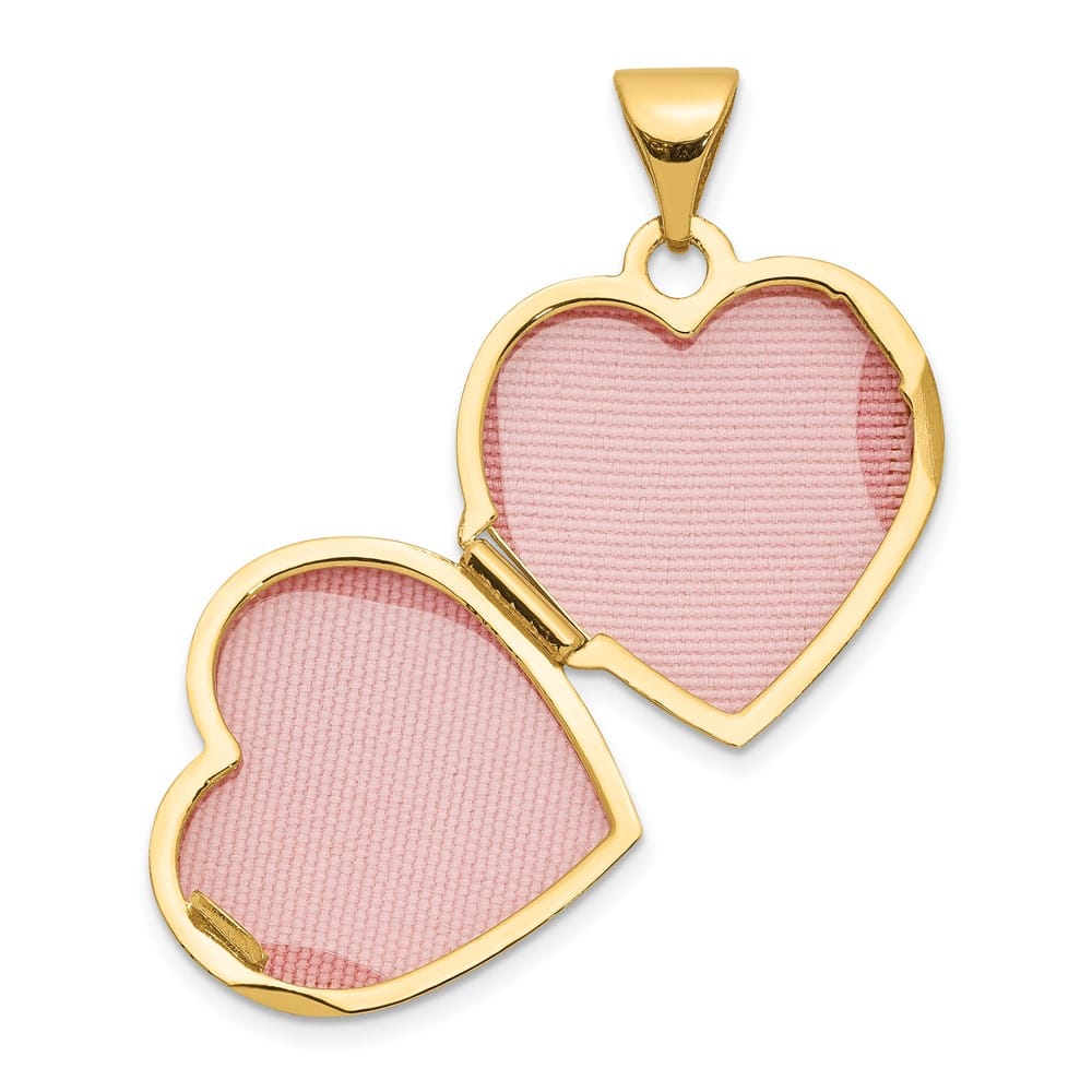 Lovely Rita's Pendants & Charms 14K Yellow Gold Floral Reverses to LOVE YOU ALWAYS 15mm Heart Locket