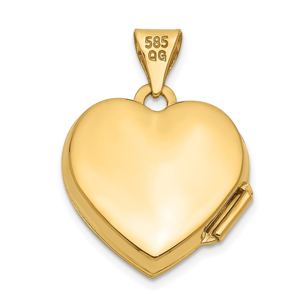 Lovely Rita's Pendants & Charms 14K Yellow Gold Two Hearts 15mm Heart Locket