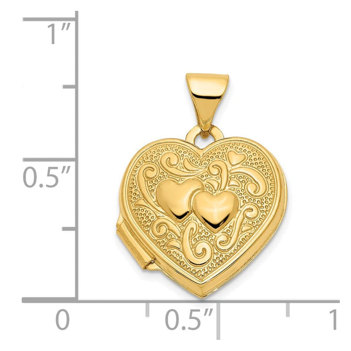 Lovely Rita's Pendants & Charms 14K Yellow Gold Two Hearts 15mm Heart Locket