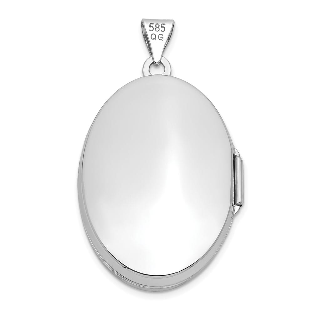Lovely Rita's Pendants & Charms 14K White Gold Polished Domed Plain 26mm Oval Locket