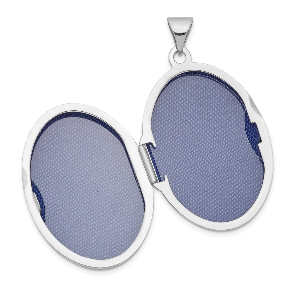 Lovely Rita's Pendants & Charms 14K White Gold Polished Domed Plain 26mm Oval Locket