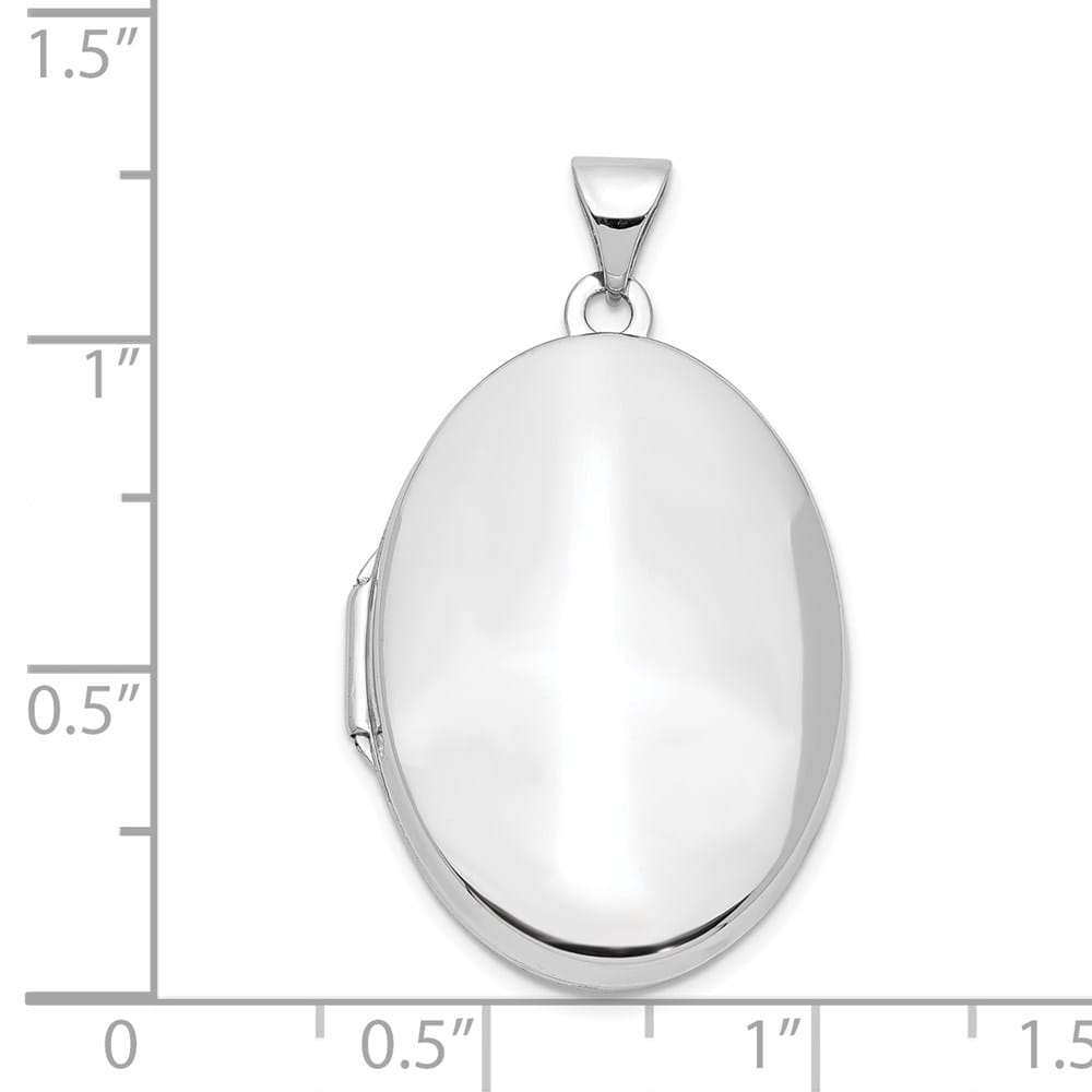 Lovely Rita's Pendants & Charms 14K White Gold Polished Domed Plain 26mm Oval Locket