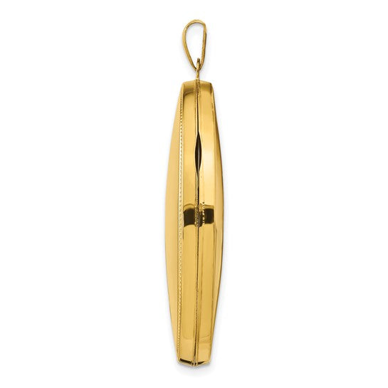 14k Yellow Gold Oval 1/2 Hand Engraved Locket Pendant