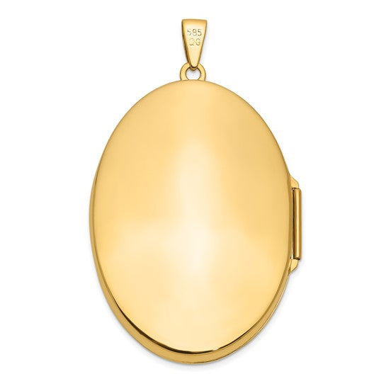 14k Yellow Gold Oval 1/2 Hand Engraved Locket Pendant