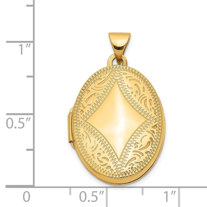 Lovely Rita's Pendants & Charms 14K Yellow Gold Diamond-shaped Design 21mm Oval Locket