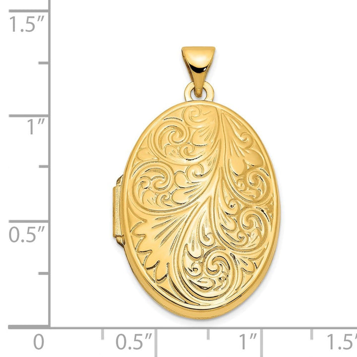 Lovely Rita's Pendants & Charms 14K Yellow Gold Scroll Design 26mm Oval Locket