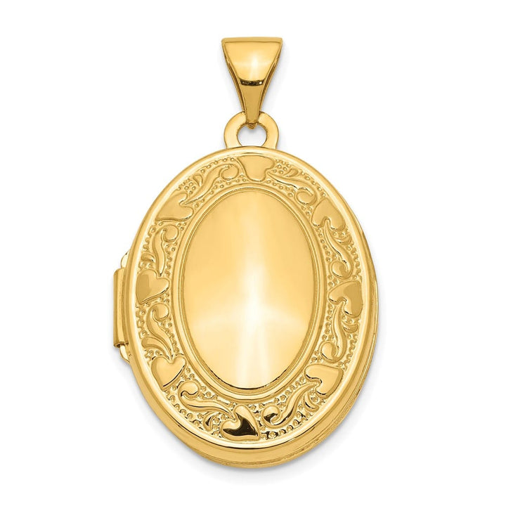 Lovely Rita's Pendants & Charms 14K Yellow Gold Heart Border 21mm Oval Locket