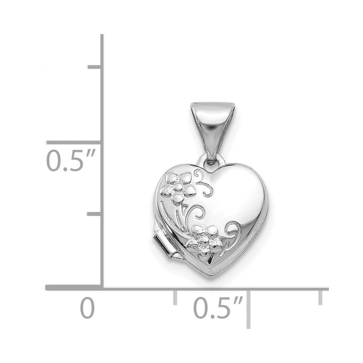 Lovely Rita's Pendants & Charms 14K White Gold Floral 10mm Heart Locket