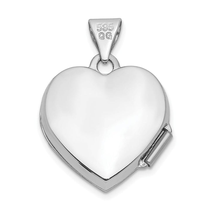 Lovely Rita's Pendants & Charms 14K White Gold Polished Plain 15mm Heart Locket