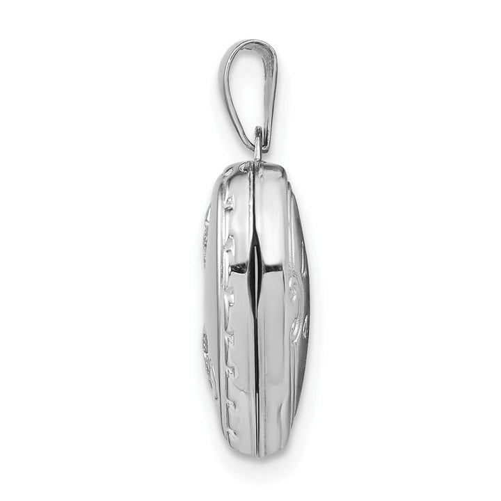 Lovely Rita's Pendants & Charms 14K White Gold Floral Reverses to LOVE YOU ALWAYS 15mm Heart Locket