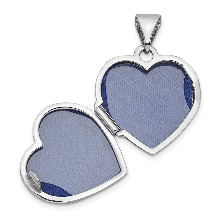 Lovely Rita's Pendants & Charms 14K White Gold Floral Reverses to LOVE YOU ALWAYS 15mm Heart Locket