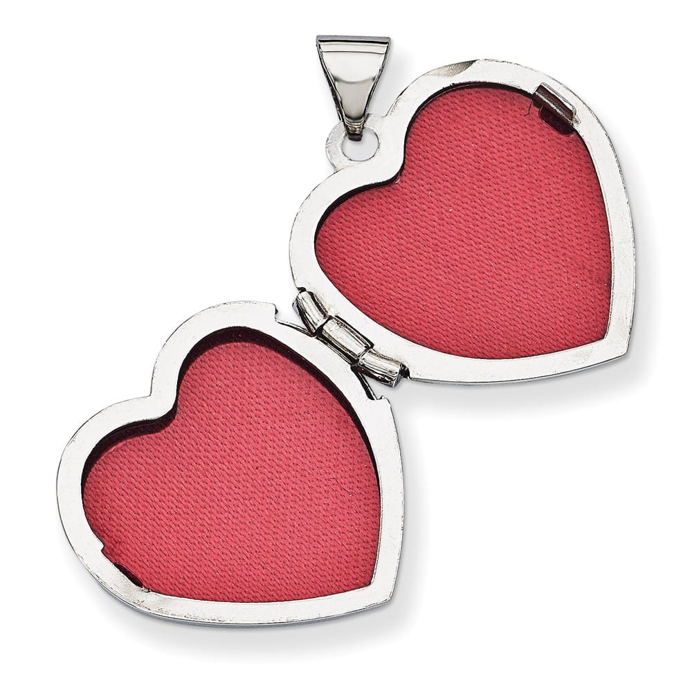 Lovely Rita's Pendants & Charms 14K White Gold Diamond Claddagh with Poem on Reverse 18mm Heart Locket