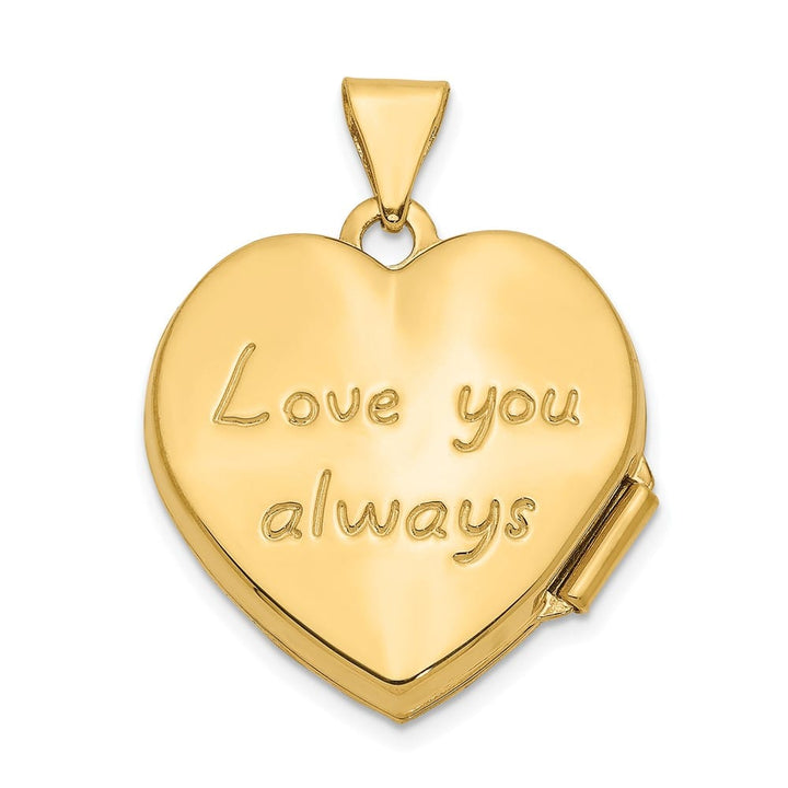 Lovely Rita's Pendants & Charms 14K Yellow Gold Scrolled Reverses to LOVE YOU 18mm Heart Locket