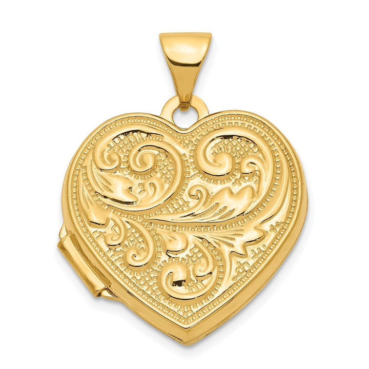 Lovely Rita's Pendants & Charms 14K Yellow Gold Scrolled Reverses to LOVE YOU 18mm Heart Locket