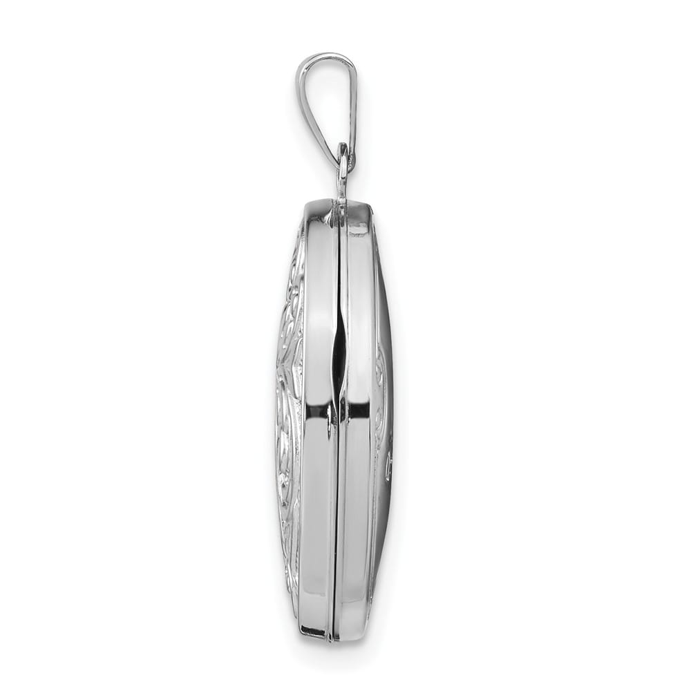 Lovely Rita's Pendants & Charms 14K White Gold Leaf Swirl with LOVE YOU ALWAYS 21mm Oval Locket