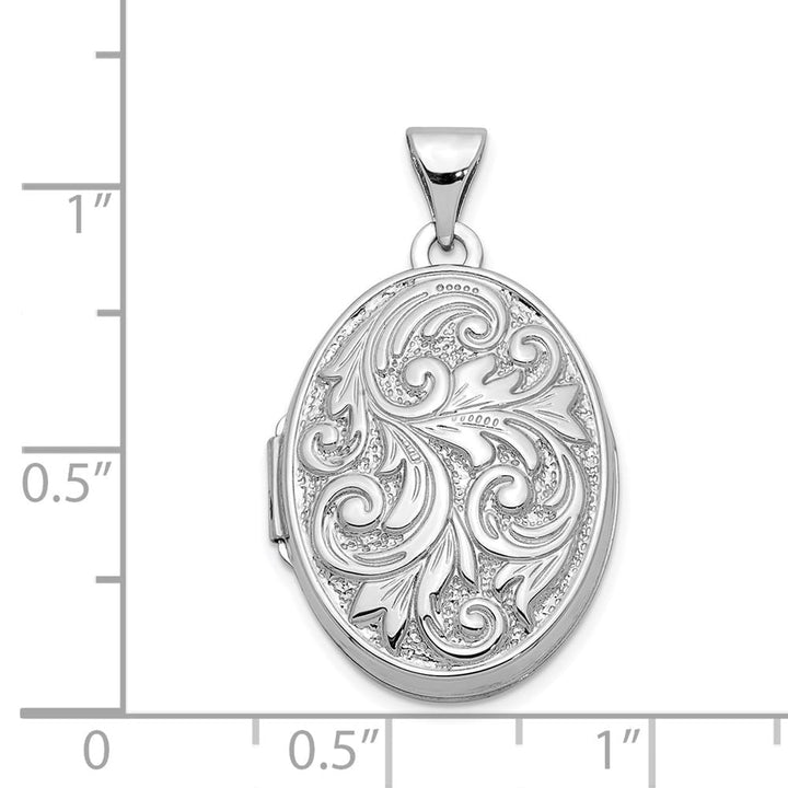 Lovely Rita's Pendants & Charms 14K White Gold Leaf Swirl with LOVE YOU ALWAYS 21mm Oval Locket