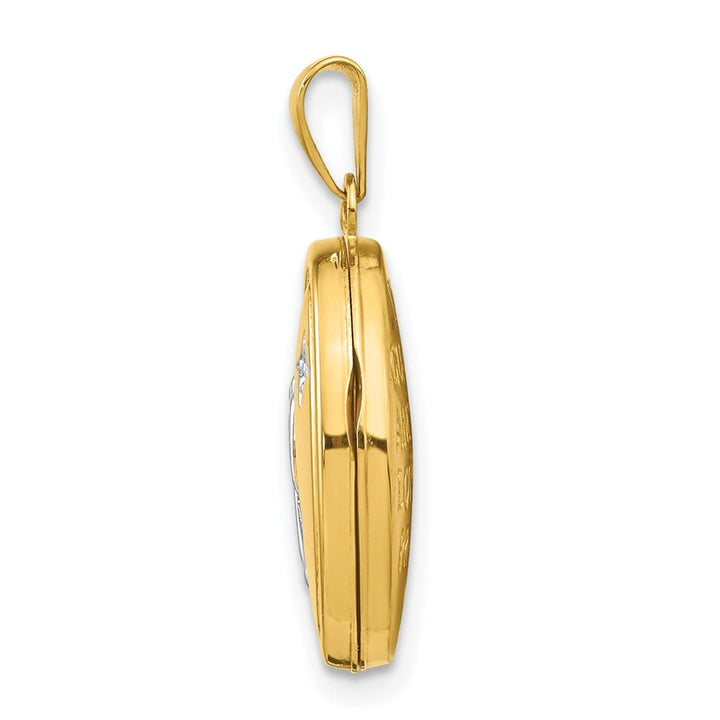 Lovely Rita's Pendants & Charms 14K Yellow Gold Guardian Angel with Poem on Reverse 17mm Oval Locket