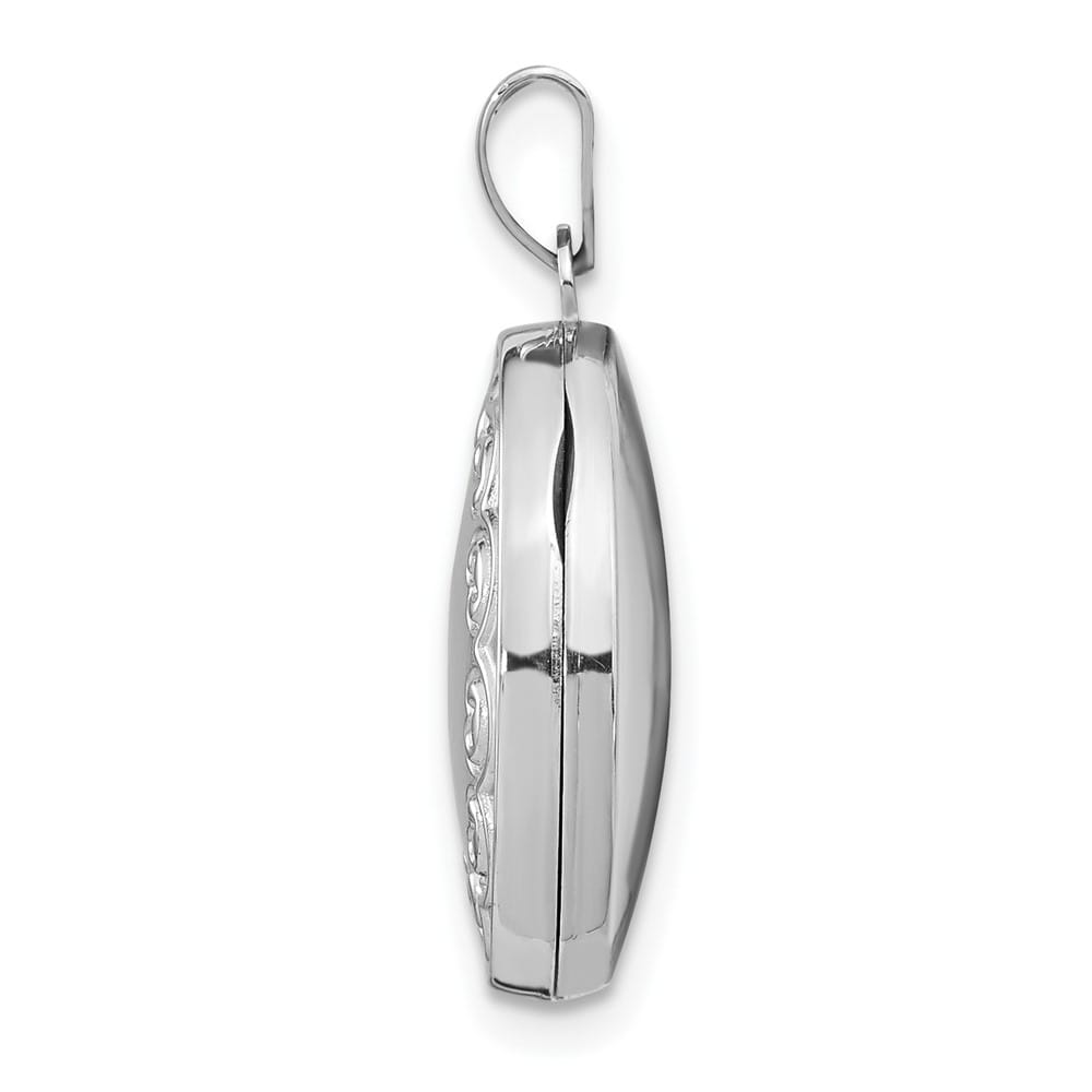 Lovely Rita's Pendants & Charms 14K White Gold Scalloped Border 17mm Oval Locket