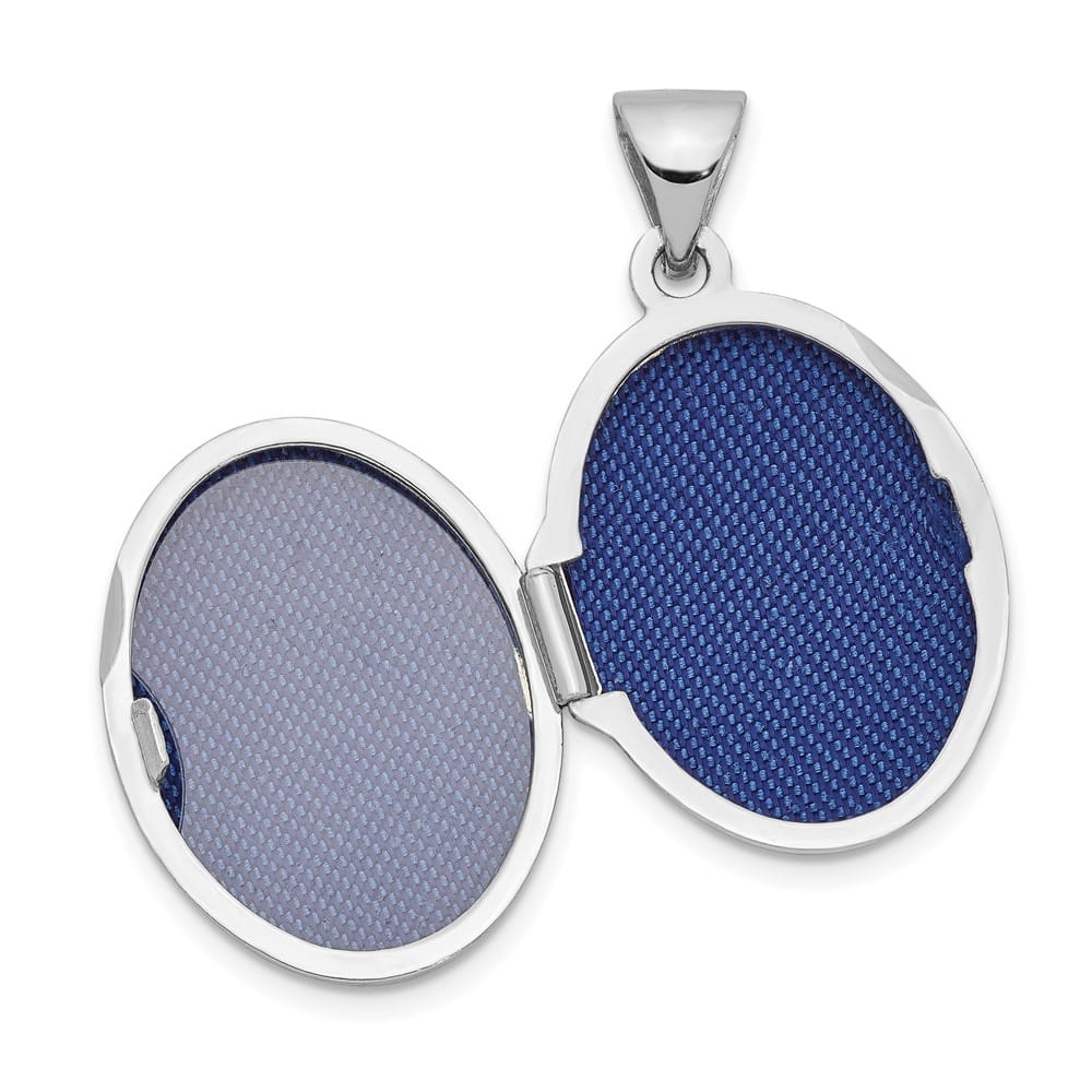 Lovely Rita's Pendants & Charms 14K White Gold Scalloped Border 17mm Oval Locket