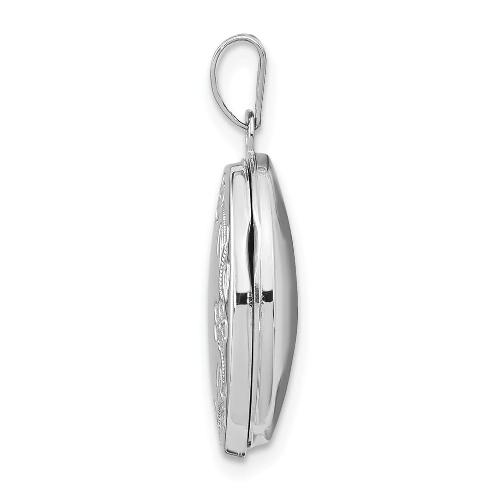 Lovely Rita's Pendants & Charms 14K White Gold Floral Border 17mm Oval Locket