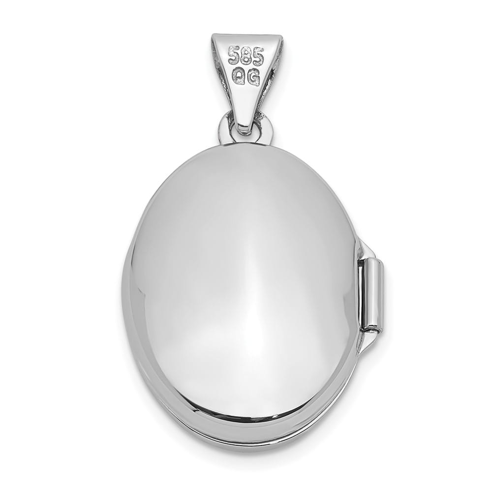 Lovely Rita's Pendants & Charms 14K White Gold Floral Border 17mm Oval Locket