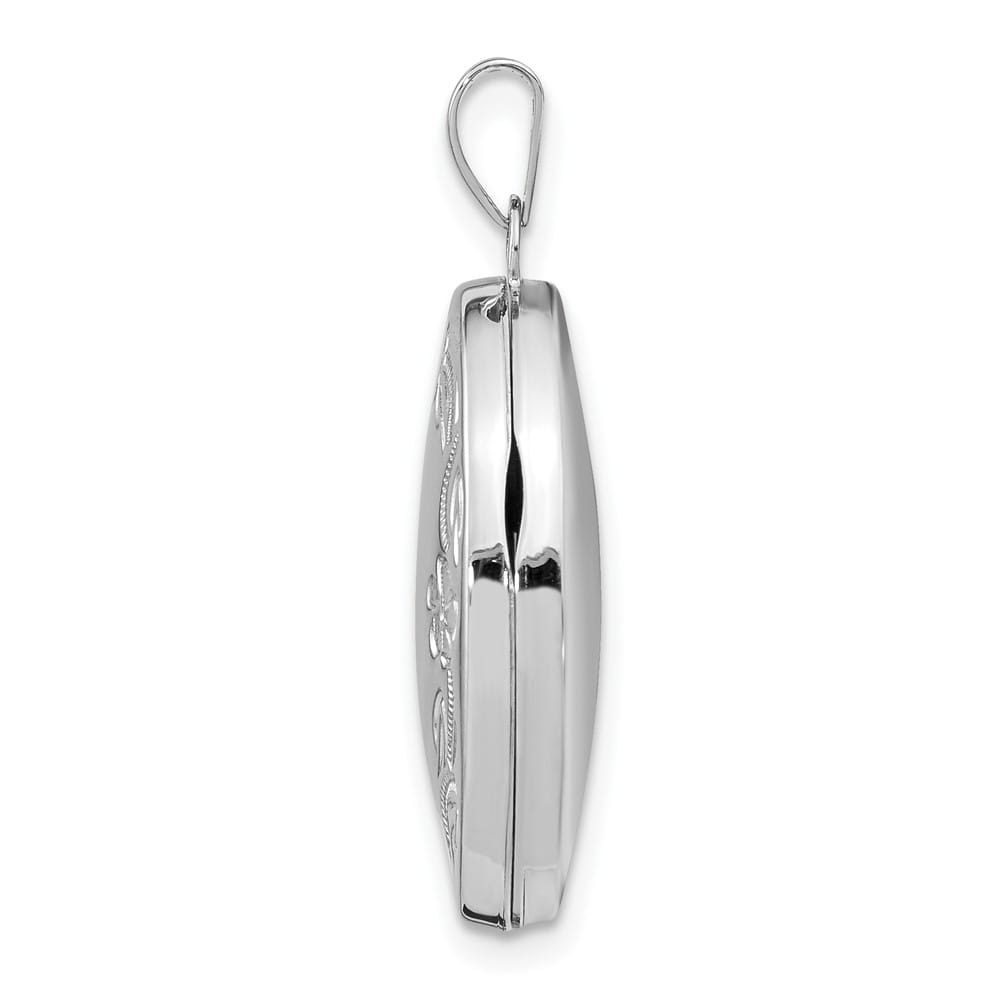 Lovely Rita's Pendants & Charms 14K White Gold Floral Border 21mm Oval Locket