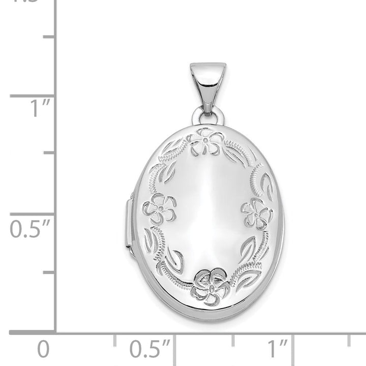 Lovely Rita's Pendants & Charms 14K White Gold Floral Border 21mm Oval Locket