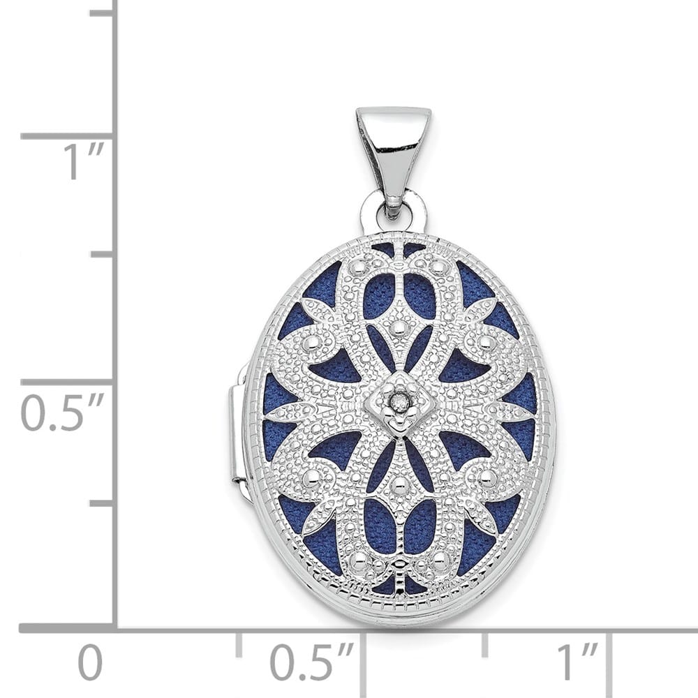 Lovely Rita's Pendants & Charms 14K White Gold Diamond Vintage Filigree 21mm Oval Locket
