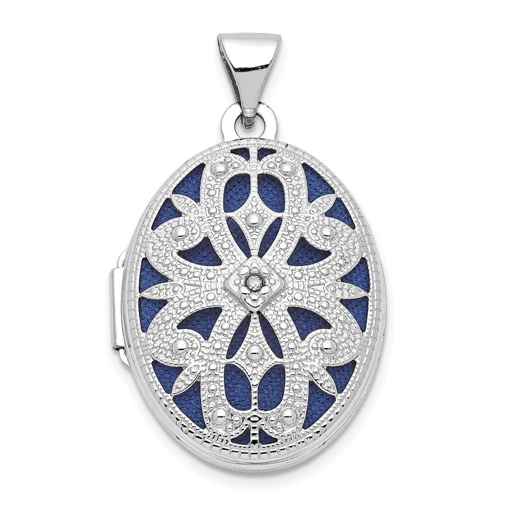 Lovely Rita's Pendants & Charms 14K White Gold Diamond Vintage Filigree 21mm Oval Locket