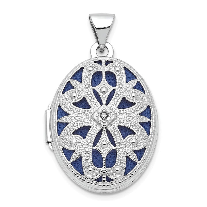 Lovely Rita's Pendants & Charms 14K White Gold Diamond Vintage Filigree 21mm Oval Locket