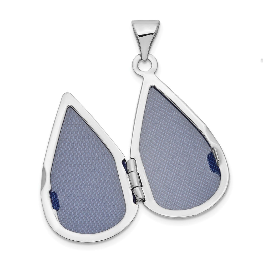 Lovely Rita's Pendants & Charms 14K White Gold Polished Diamond 21x13mm Teardrop Locket