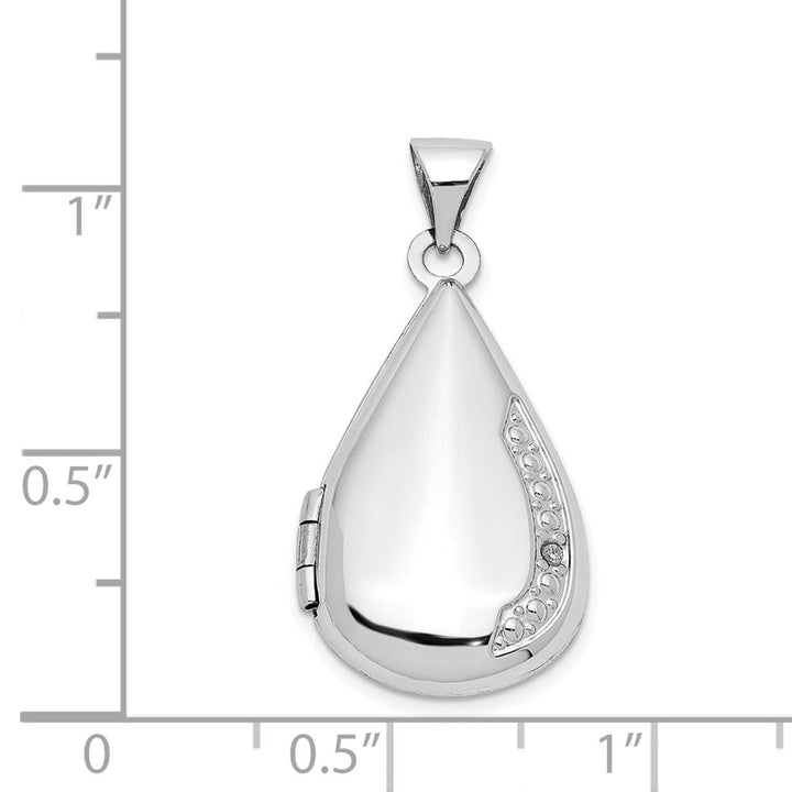 Lovely Rita's Pendants & Charms 14K White Gold Polished Diamond 21x13mm Teardrop Locket