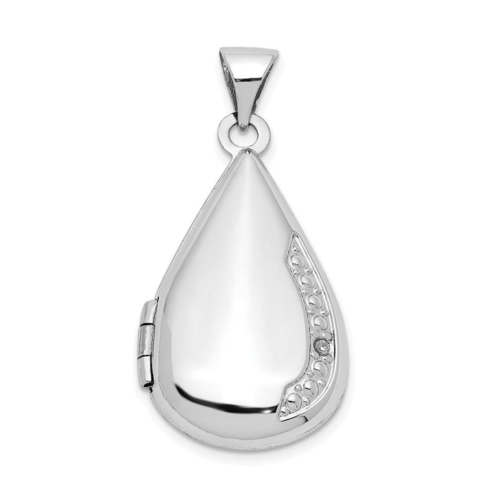 Lovely Rita's Pendants & Charms 14K White Gold Polished Diamond 21x13mm Teardrop Locket