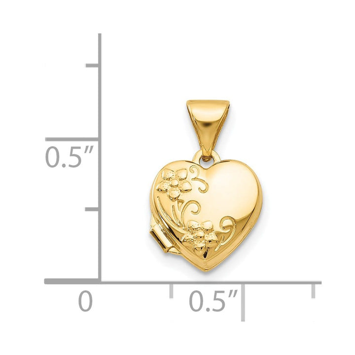 Lovely Rita's Pendants & Charms 14K Yellow Gold Floral 10mm Heart Locket