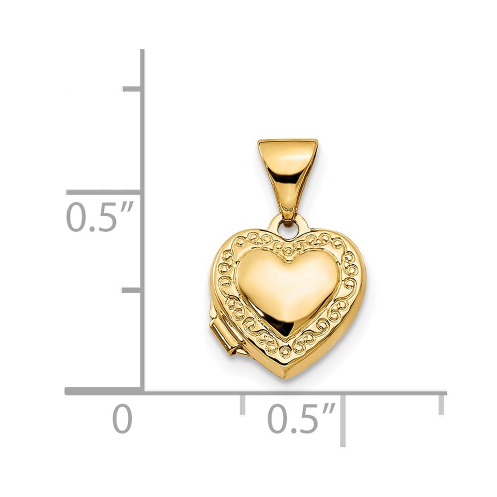 Lovely Rita's Pendants & Charms 14K Yellow Gold Scroll Border 10mm Heart Locket