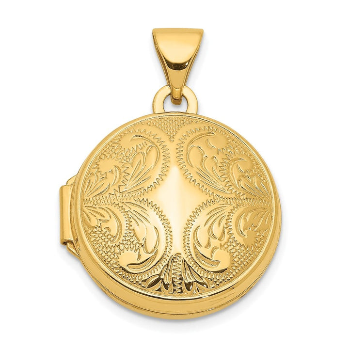 Lovely Rita's Pendants & Charms 14K Yellow Gold Polished Scroll Design 16mm Round Locket