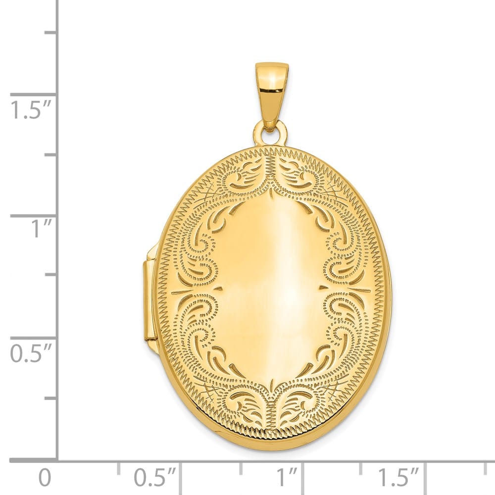 Lovely Rita's Pendants & Charms 14K Yellow Gold Polished Scroll Border 31mm Oval Locket