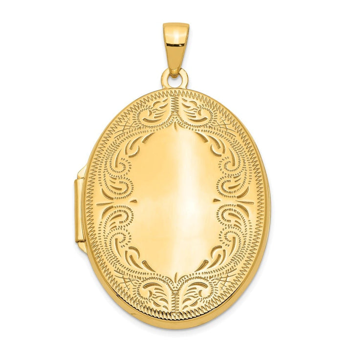Lovely Rita's Pendants & Charms 14K Yellow Gold Polished Scroll Border 31mm Oval Locket