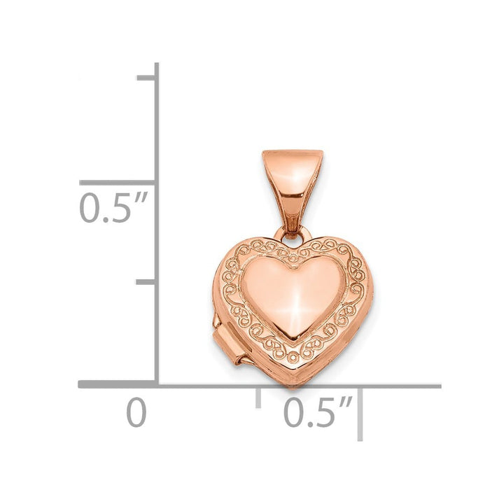 Lovely Rita's Pendants & Charms 14K Rose Gold Scroll Border 10mm Heart Locket
