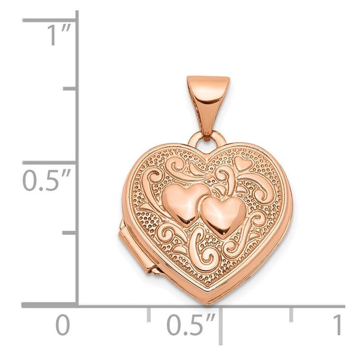 Lovely Rita's Pendants & Charms 14K Rose Gold Two Hearts 15mm Heart Locket
