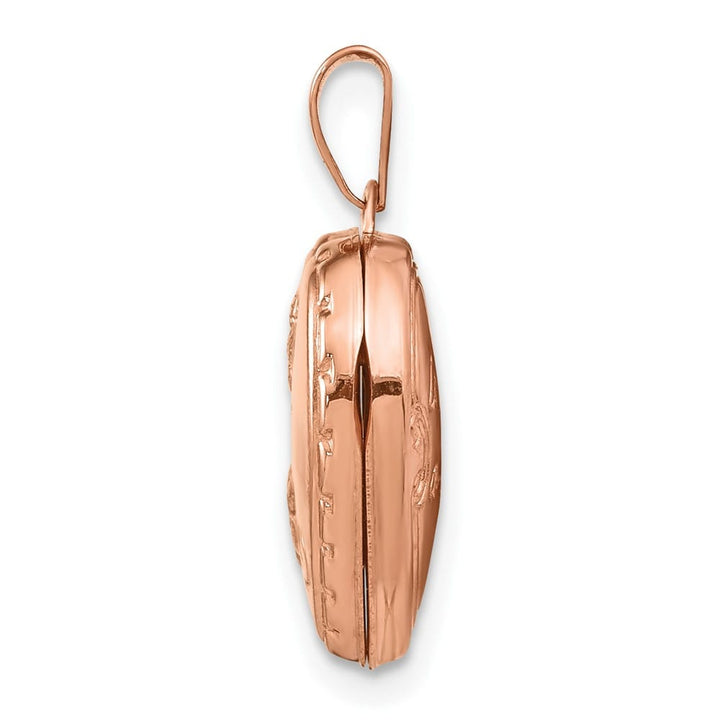 Lovely Rita's Pendants & Charms 14K Rose Gold Floral Reverses to LOVE YOU ALWAYS 15mm Heart Locket