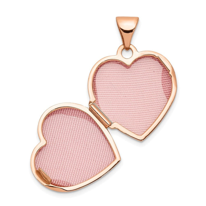 Lovely Rita's Pendants & Charms 14K Rose Gold Floral Reverses to LOVE YOU ALWAYS 15mm Heart Locket